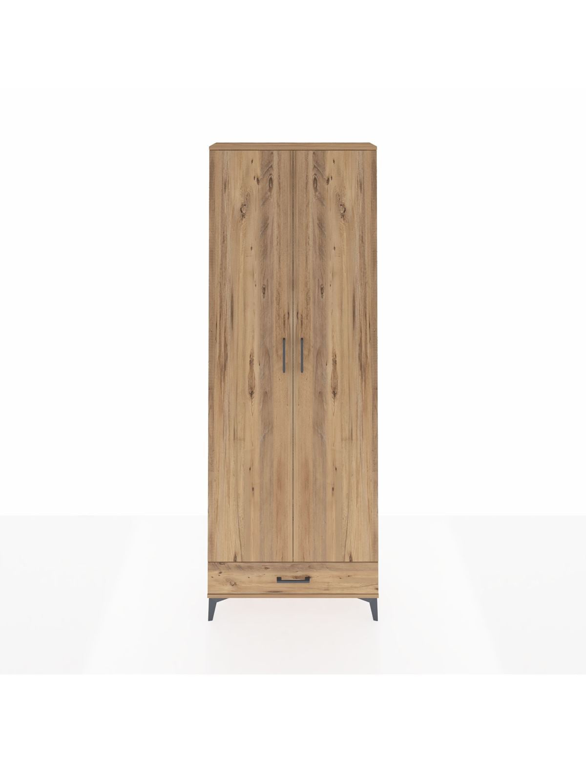 Arges Dolap 6 Raflı Tek Çekmeceli 2 Kapaklı 88x30x243 Çam-Çam