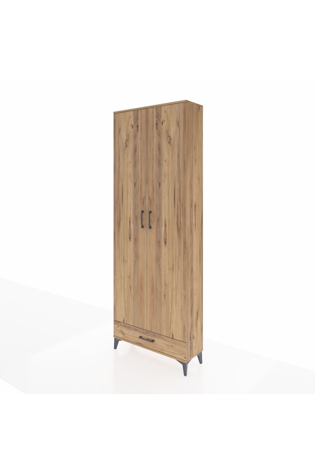 Arges Dolap 6 Raflı Tek Çekmeceli 2 Kapaklı 88x30x243 Çam-Çam