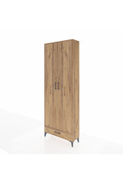 Arges Dolap 6 Raflı Tek Çekmeceli 2 Kapaklı 88x30x243 Çam-Çam