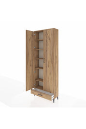 Arges Dolap 6 Raflı Tek Çekmeceli 2 Kapaklı 88x30x243 Çam-Çam