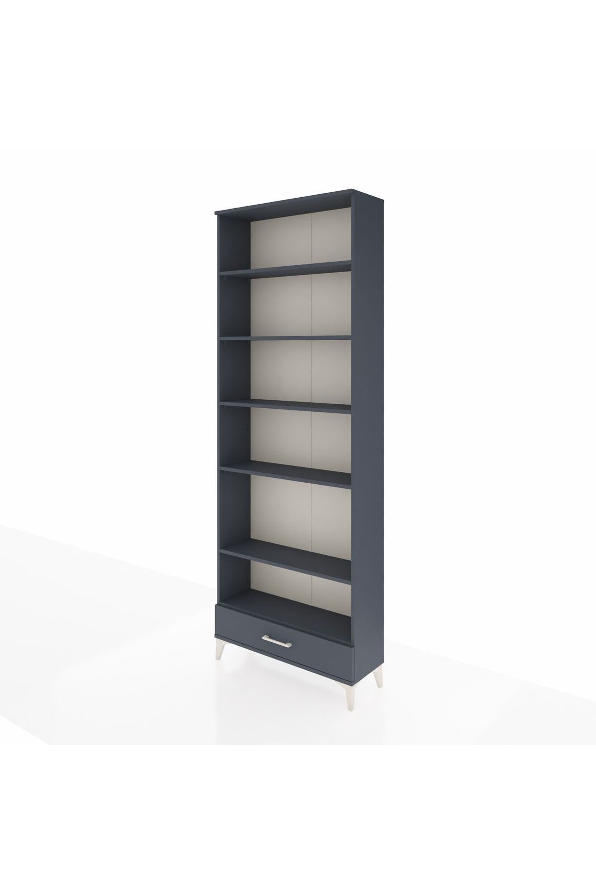 Arges Dolap 6 Raflı Tek Çekmeceli 88x30x243 Antrasit-Antrasit