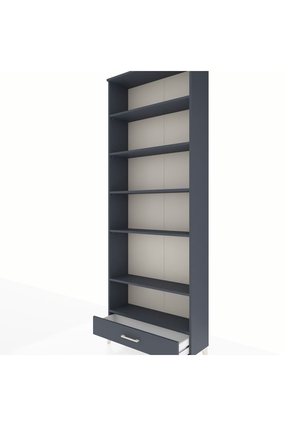 Arges Dolap 6 Raflı Tek Çekmeceli 88x30x243 Antrasit-Antrasit