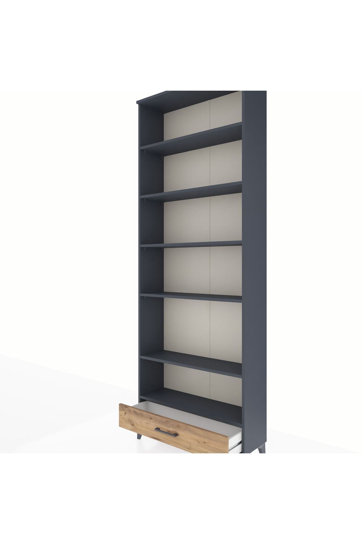 Arges Dolap 6 Raflı Tek Çekmeceli 88x30x243 Antrasit-Çam