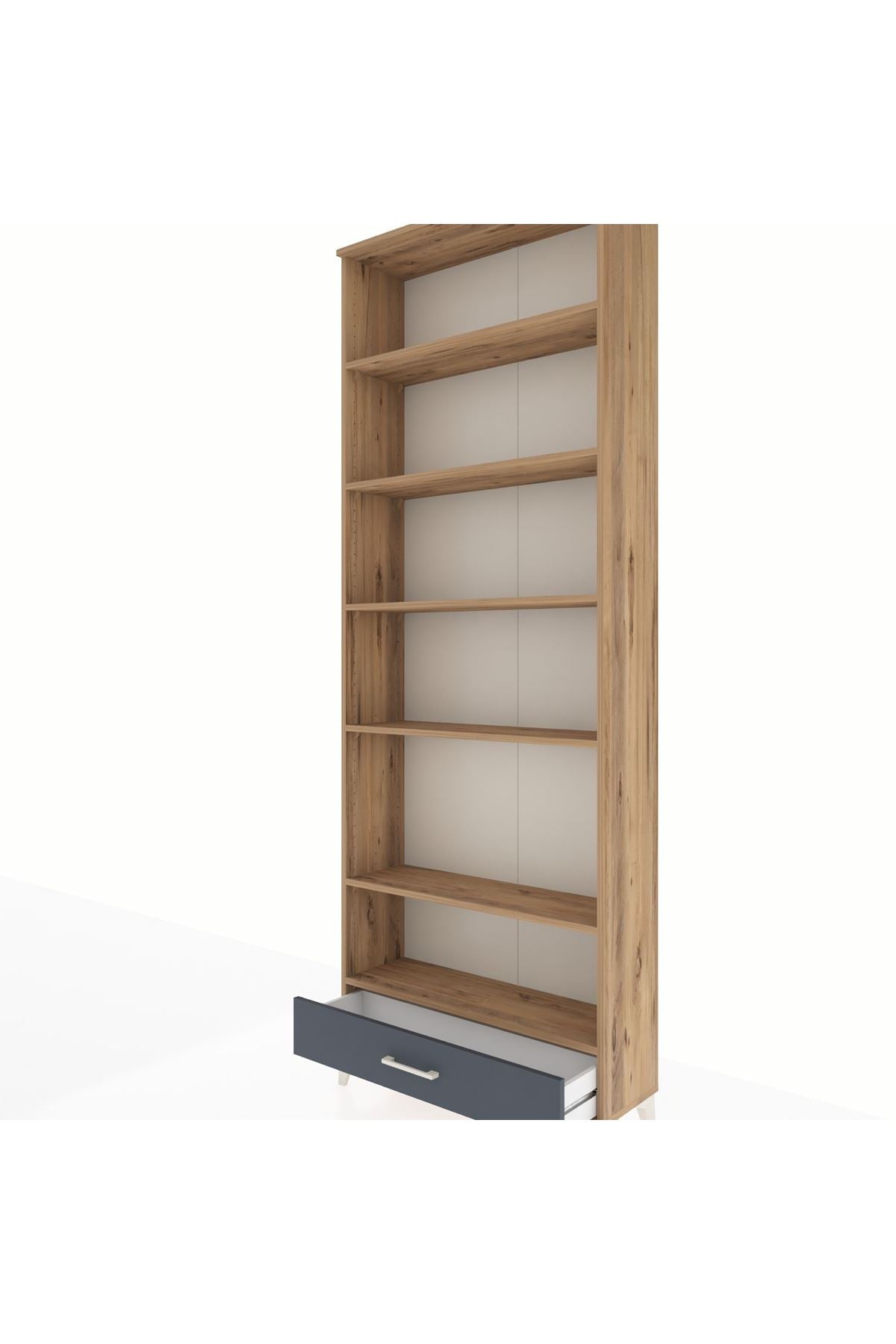 Arges Dolap 6 Raflı Tek Çekmeceli 88x30x243 Çam-Antrasit