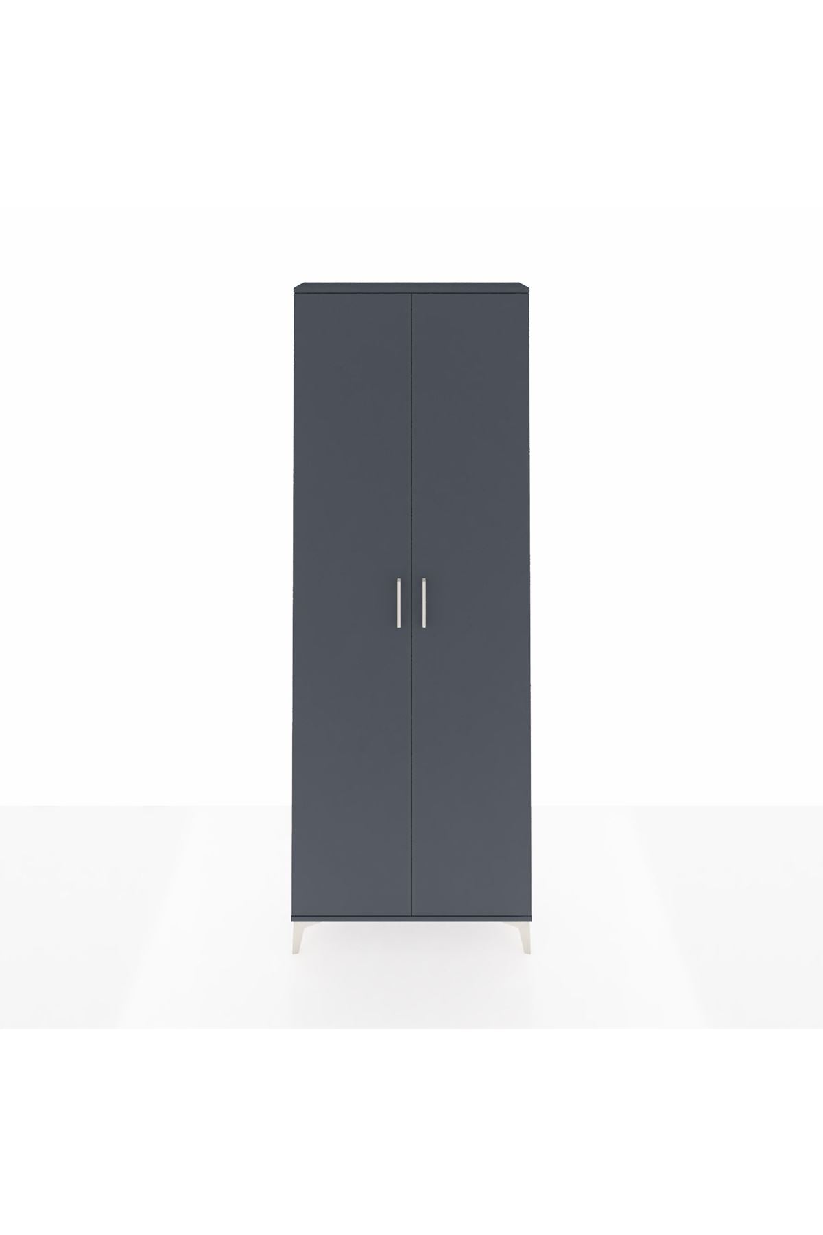 Arges Dolap 5 Raflı 2 Kapaklı 88x30x243 Antrasit-Antrasit