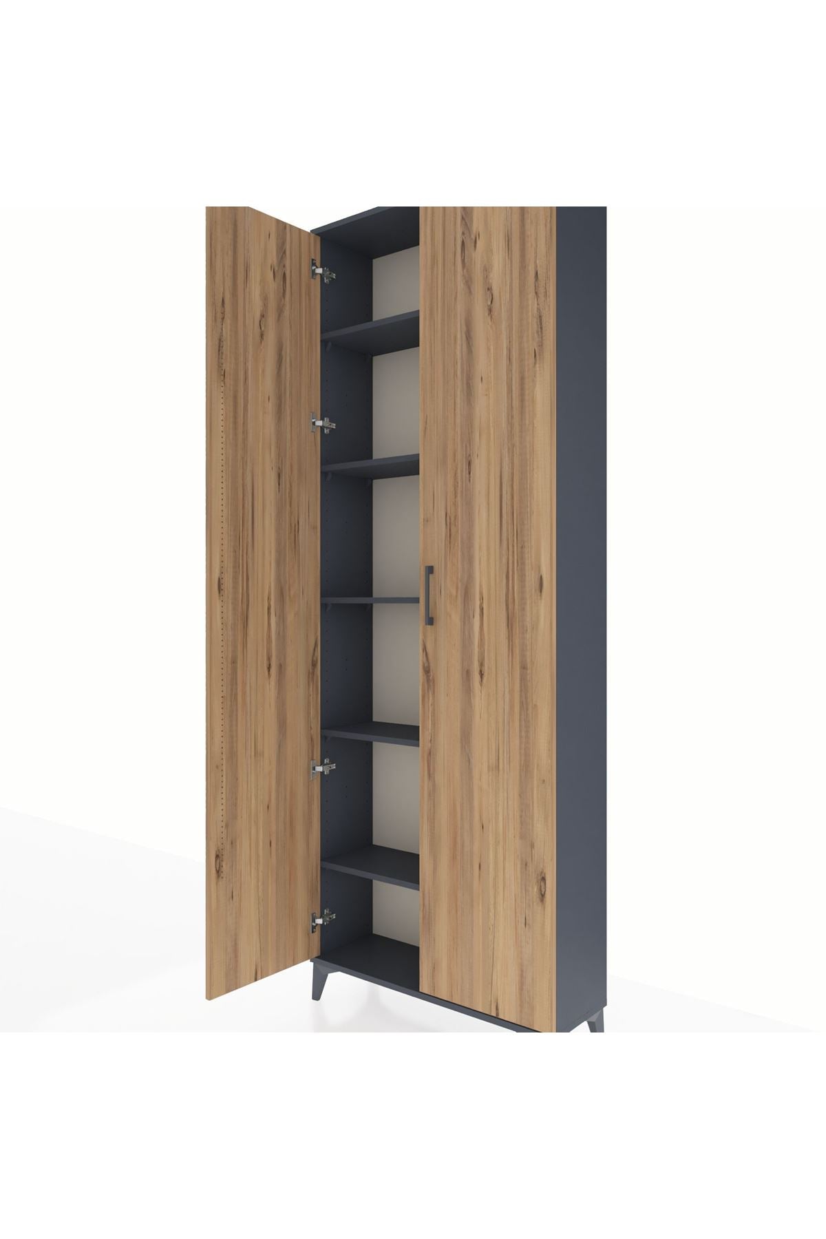 Arges Dolap 5 Raflı 2 Kapaklı 88x30x243 Antrasit-Çam