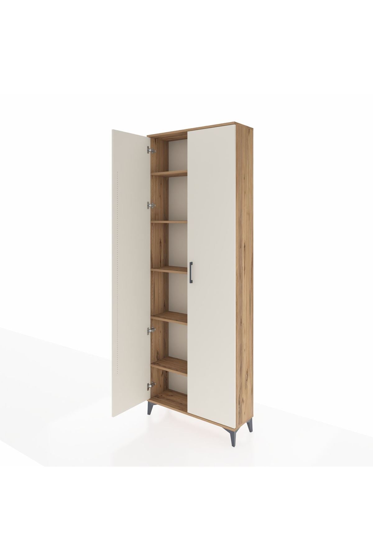 Arges Dolap 5 Raflı 2 Kapaklı 88x30x243 Çam-Aytaşı