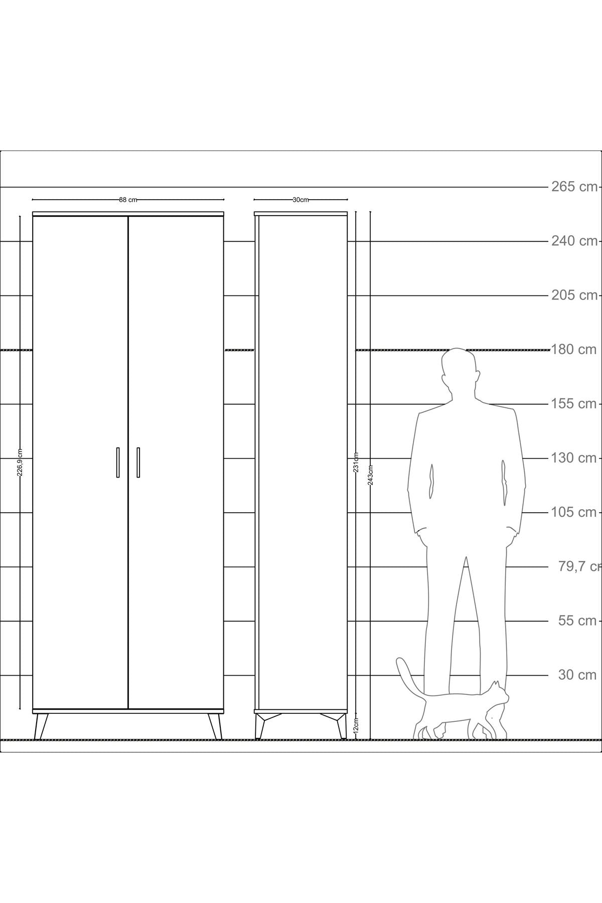 Arges Dolap 5 Raflı 2 Kapaklı 88x30x243 Çam-Aytaşı