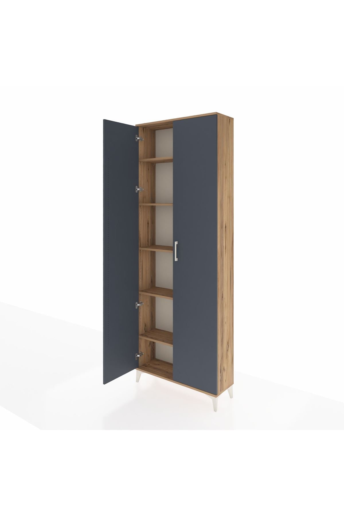 Arges Dolap 5 Raflı 2 Kapaklı 88x30x243 Çam-Antrasit