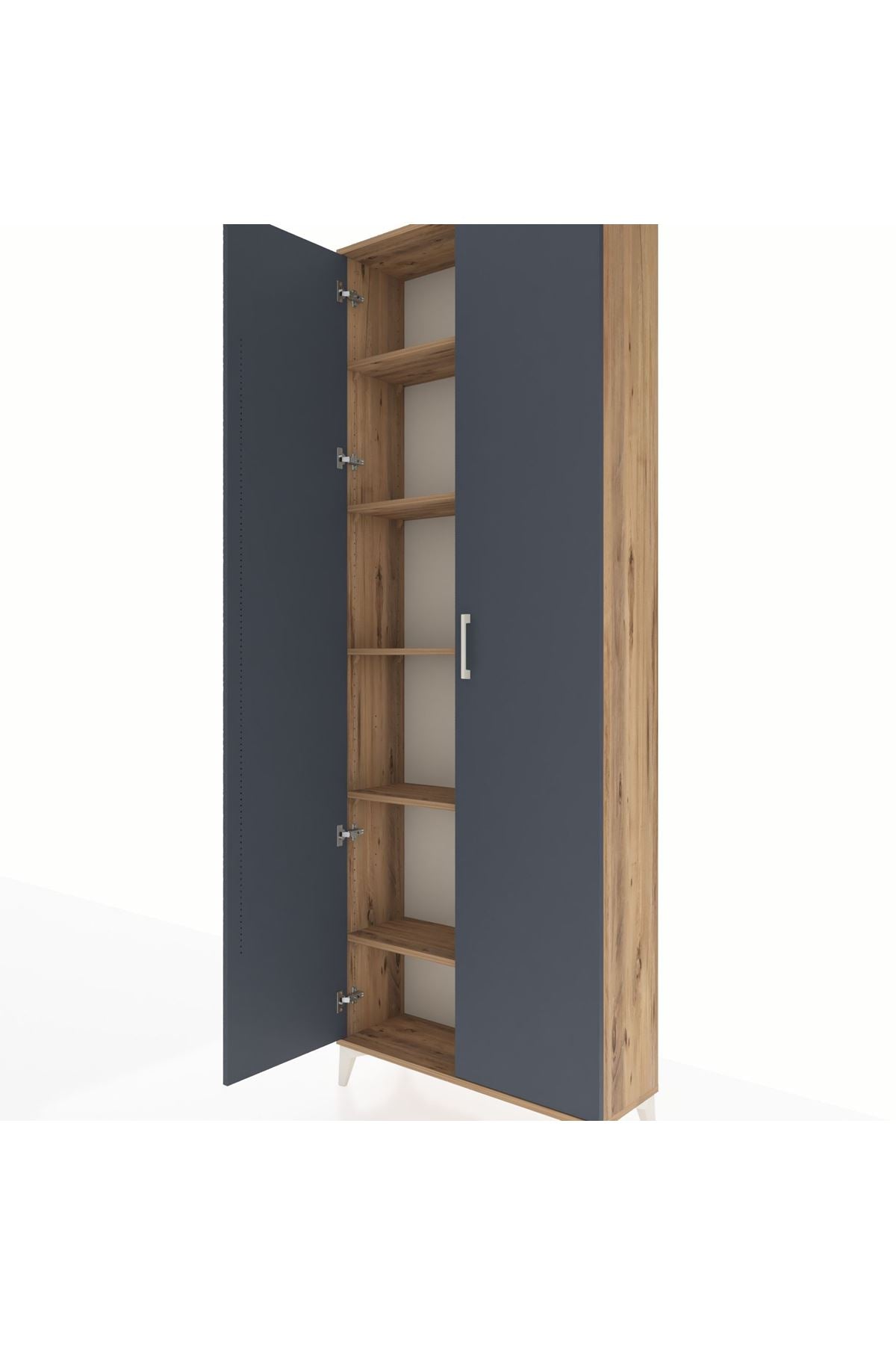 Arges Dolap 5 Raflı 2 Kapaklı 88x30x243 Çam-Antrasit