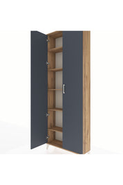 Arges Dolap 5 Raflı 2 Kapaklı 88x30x243 Çam-Antrasit