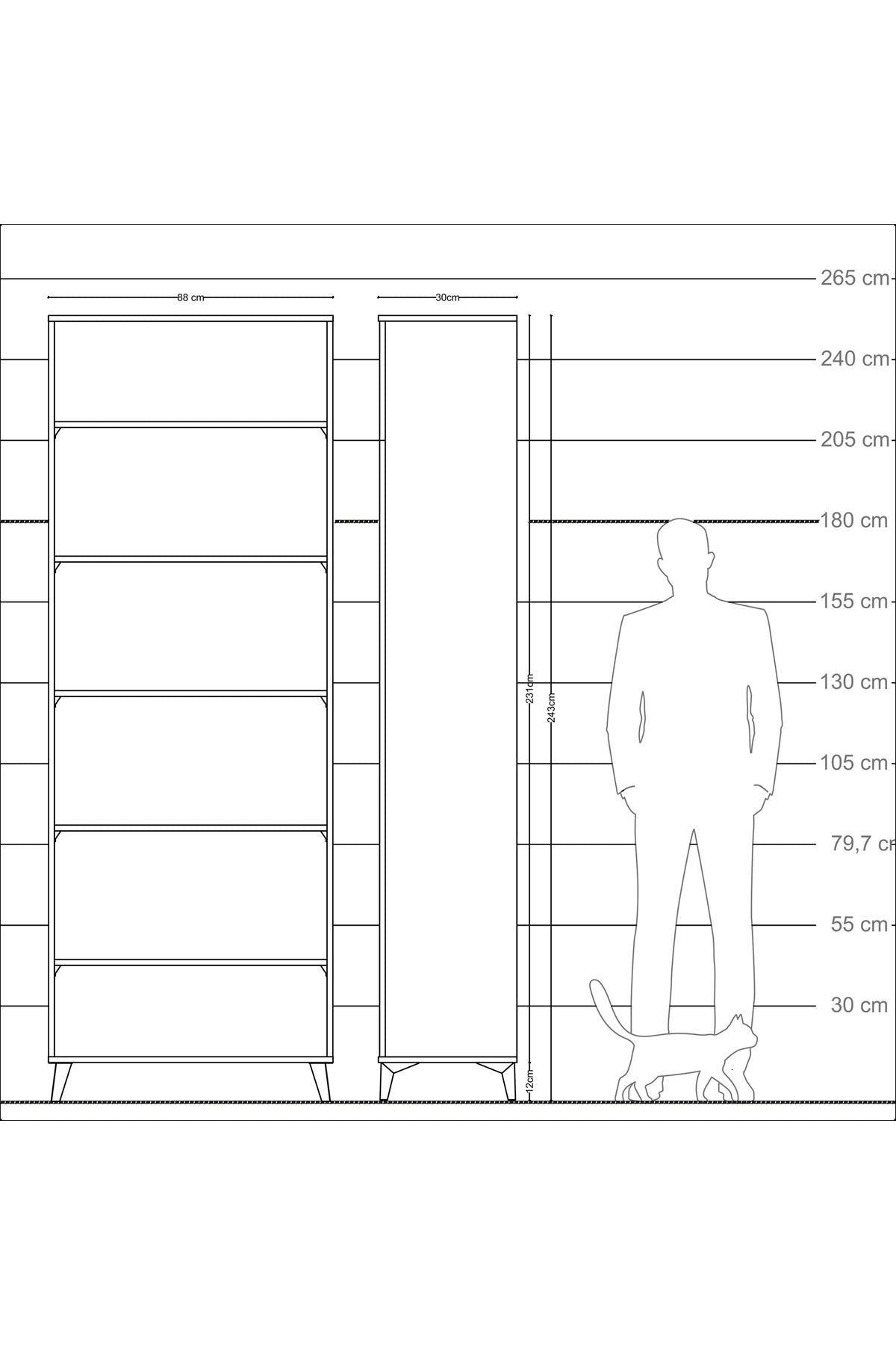 Arges Dolap 5 Raflı 88x30x243 Antrasit-Antrasit