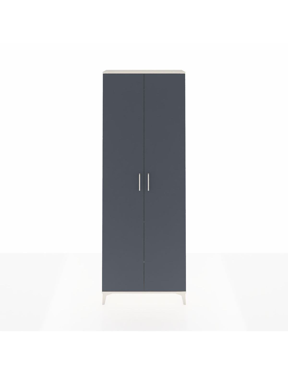 Arges Dolap 2 Raflı 2 Kapaklı Tek Askılı 88x30x243 Aytaşı-Antrasit