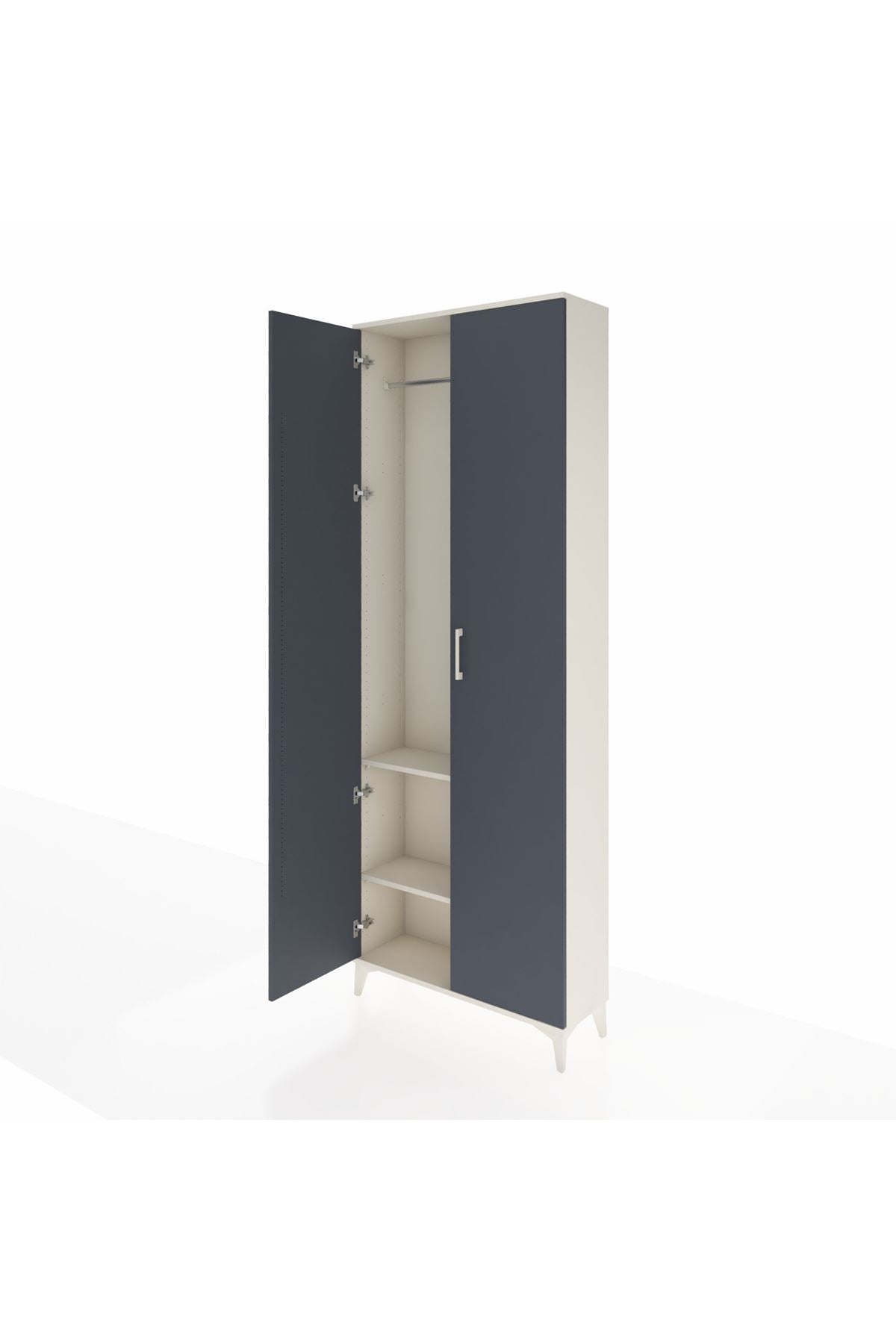 Arges Dolap 2 Raflı 2 Kapaklı Tek Askılı 88x30x243 Aytaşı-Antrasit