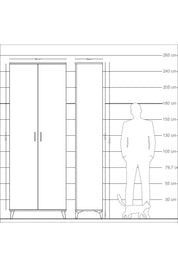 Arges Dolap 2 Raflı 2 Kapaklı Tek Askılı 88x30x243 Aytaşı-Antrasit