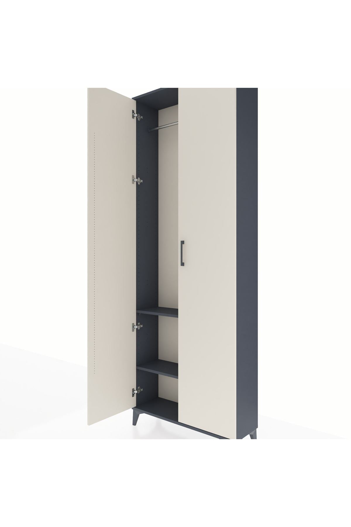 Arges Dolap 2 Raflı 2 Kapaklı Tek Askılı 88x30x243 Antrasit-Aytaşı