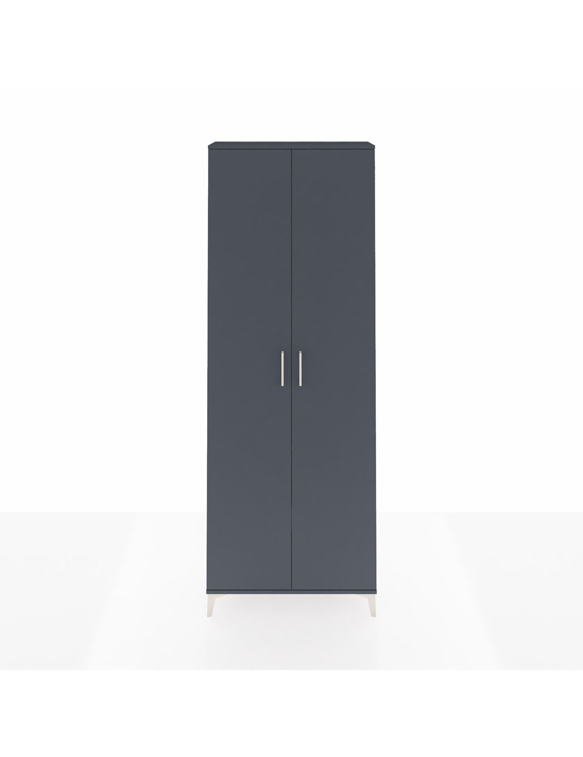 Arges Dolap 2 Raflı 2 Kapaklı Tek Askılı 88x30x243 Antrasit-Antrasit