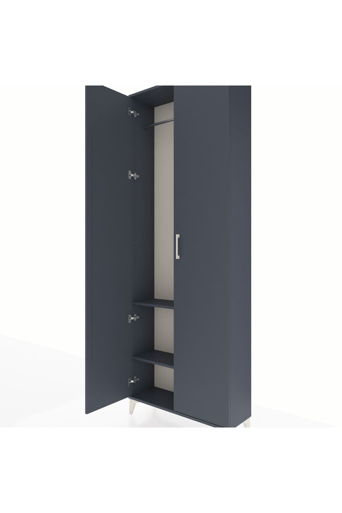 Arges Dolap 2 Raflı 2 Kapaklı Tek Askılı 88x30x243 Antrasit-Antrasit