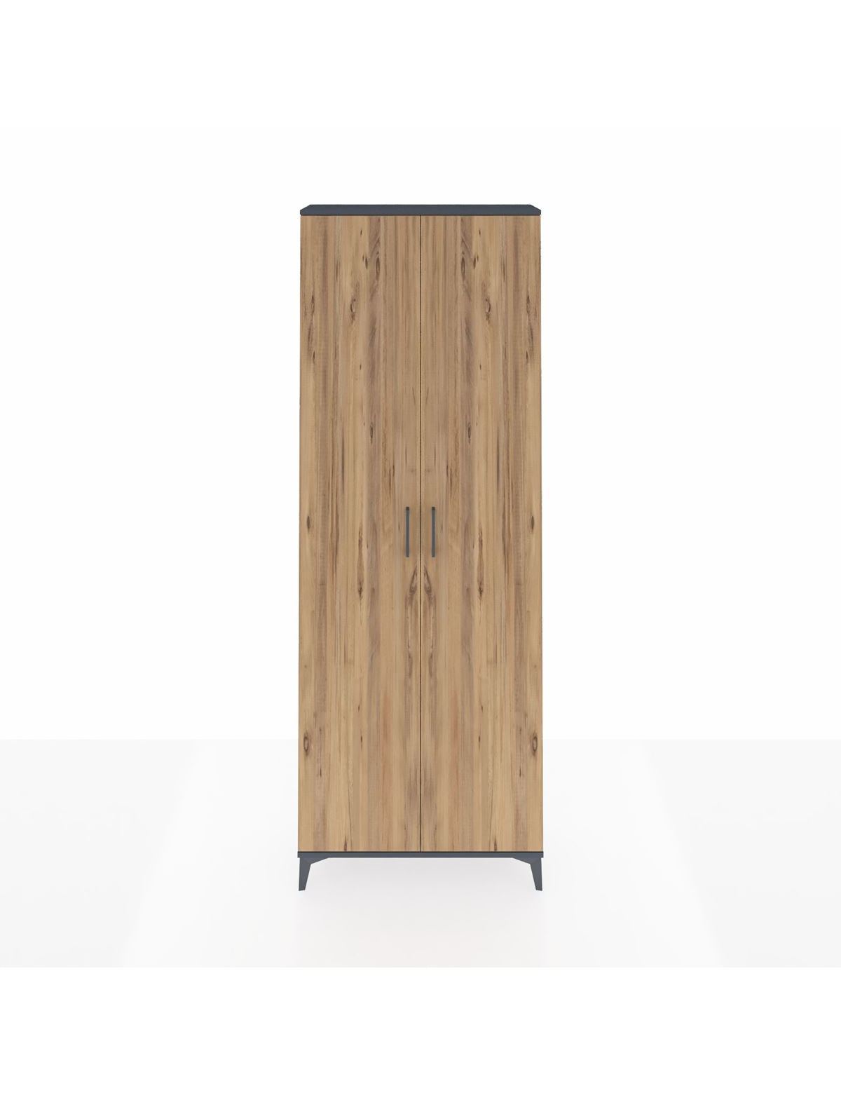 Arges Dolap 2 Raflı 2 Kapaklı Tek Askılı 88x30x243 Antrasit-Çam