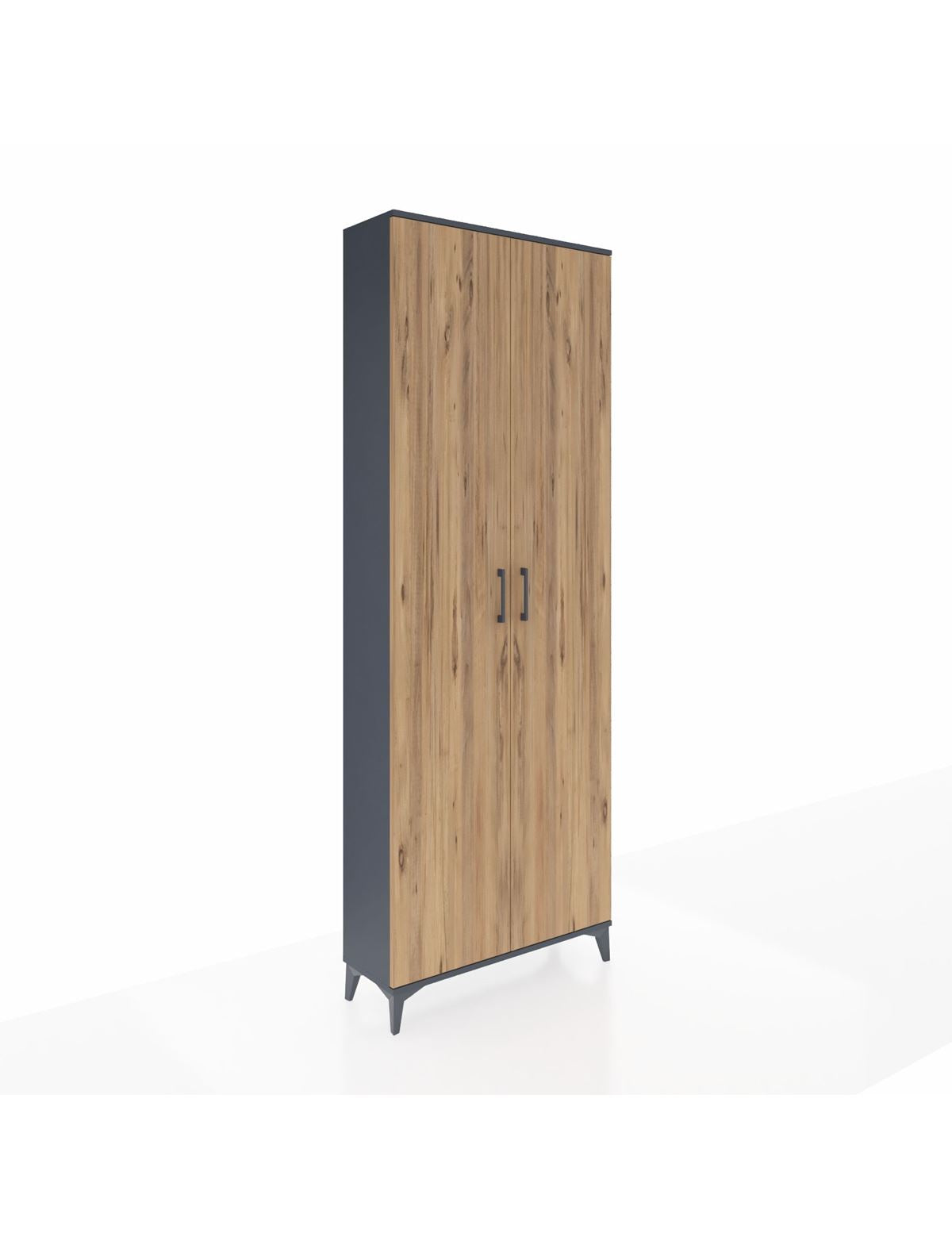 Arges Dolap 2 Raflı 2 Kapaklı Tek Askılı 88x30x243 Antrasit-Çam