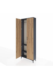 Arges Dolap 2 Raflı 2 Kapaklı Tek Askılı 88x30x243 Antrasit-Çam