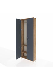 Arges Dolap 2 Raflı 2 Kapaklı Tek Askılı 88x30x243 Çam-Antrasit