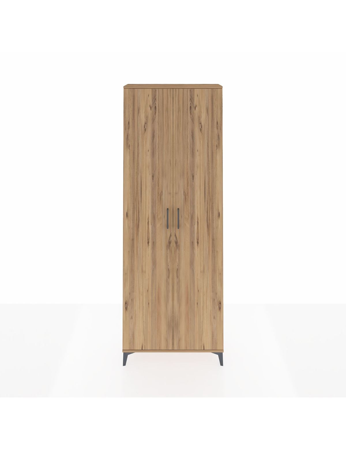 Arges Dolap 2 Raflı 2 Kapaklı Tek Askılı 88x30x243 Çam-Çam