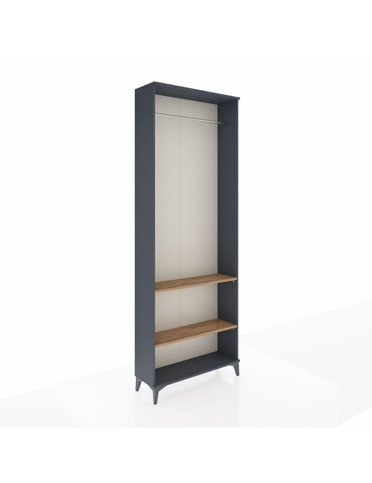 Arges Dolap 2 Raflı Tek Askılı 88x30x243 Antrasit-Çam