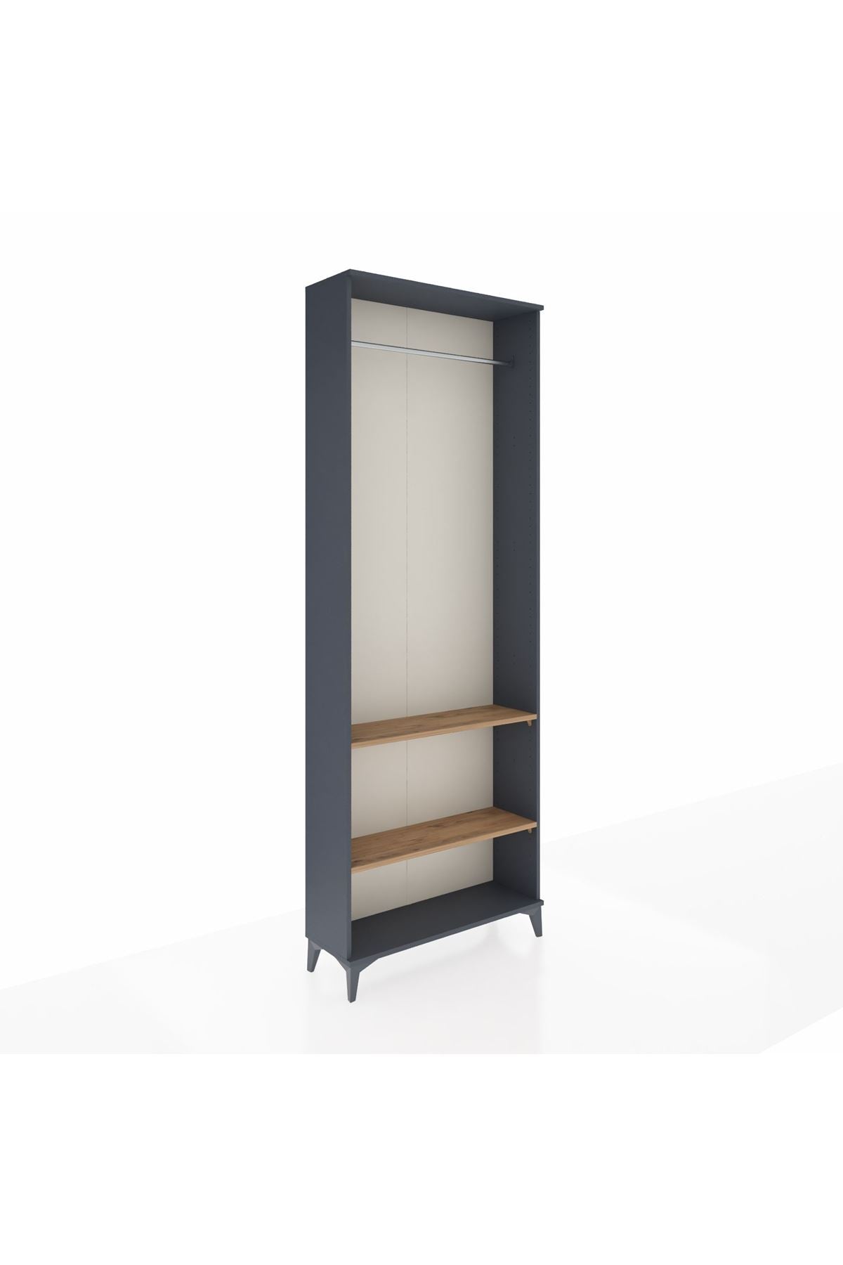Arges Dolap 2 Raflı Tek Askılı 88x30x243 Antrasit-Çam