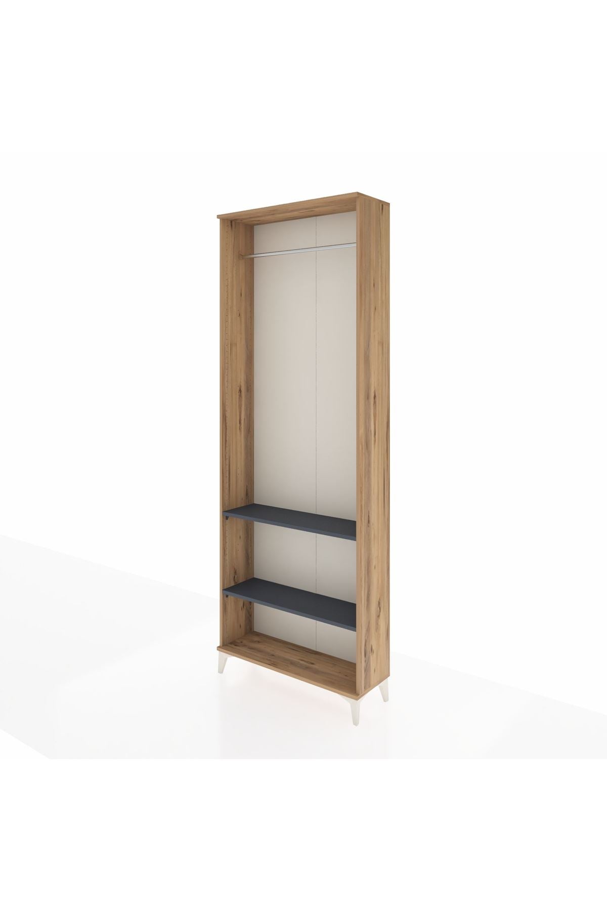 Arges Dolap 2 Raflı Tek Askılı 88x30x243 Çam-Antrasit