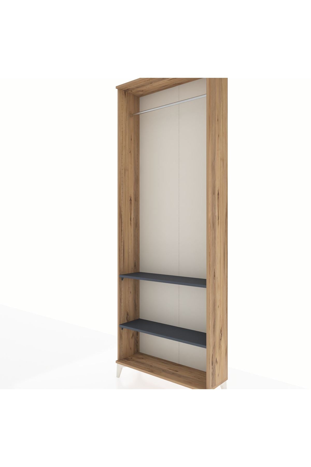 Arges Dolap 2 Raflı Tek Askılı 88x30x243 Çam-Antrasit