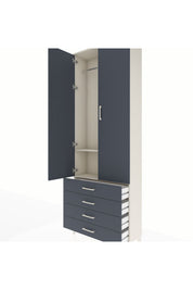 Arges Dolap 2 Raflı 4 Çekmeceli Tek Askılı 88x30x243 Aytaşı-Antrasit