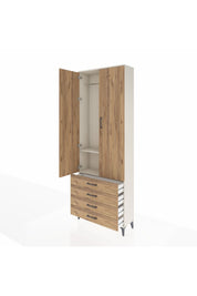 Arges Dolap 2 Raflı 4 Çekmeceli Tek Askılı 88x30x243 Aytaşı-Çam