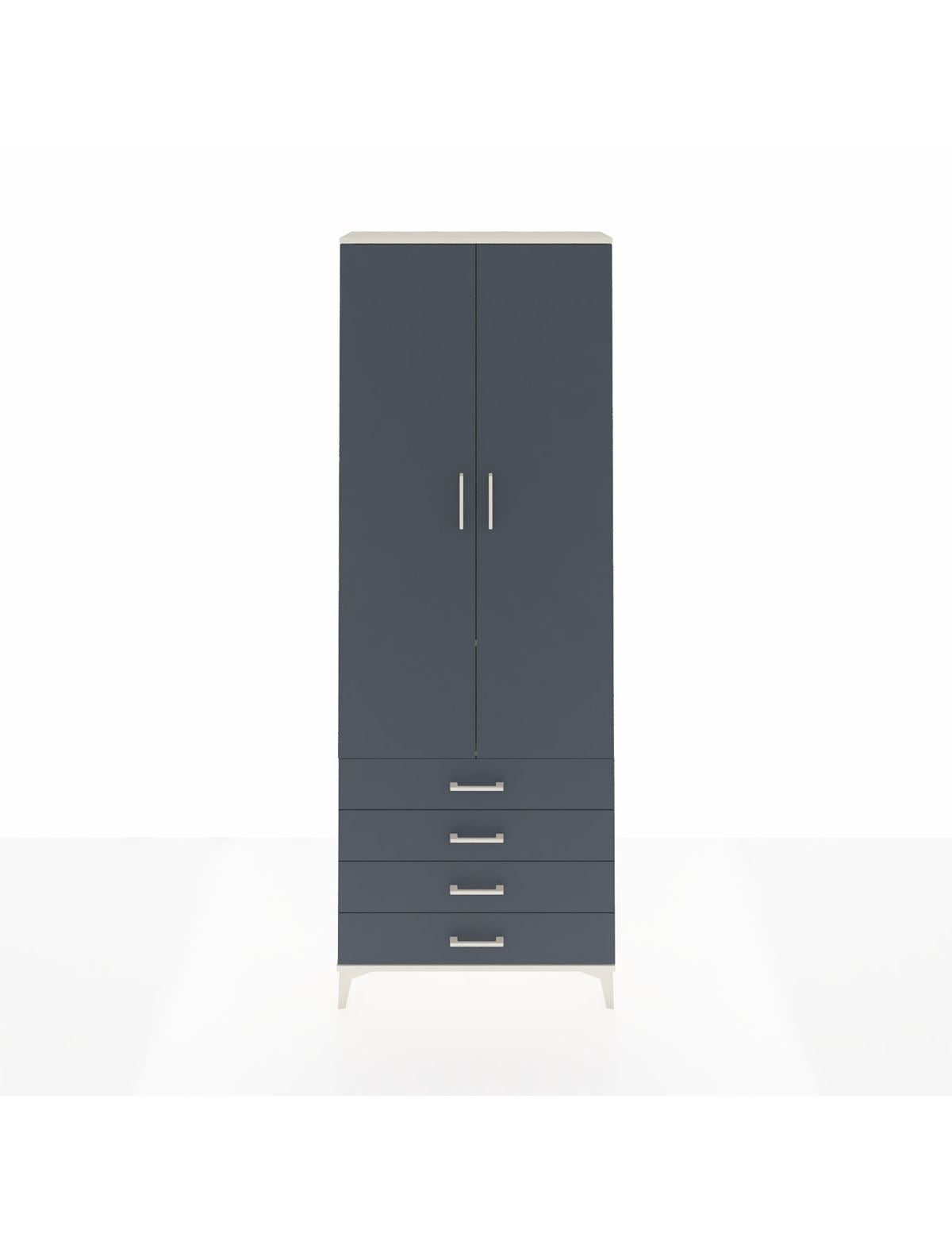 Arges Dolap 2 Raflı 4 Çekmeceli Tek Askılı 88x30x243 Aytaşı-Antrasit