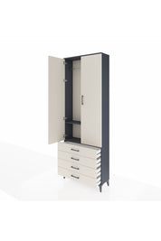 Arges Dolap 2 Raflı 4 Çekmeceli Tek Askılı 88x30x243 Antrasit-Aytaşı