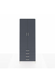 Arges Dolap 2 Raflı 4 Çekmeceli Tek Askılı 88x30x243 Antrasit-Antrasit
