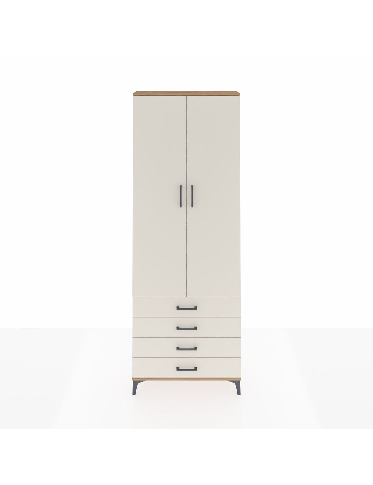 Arges Dolap 2 Raflı 4 Çekmeceli Tek Askılı 88x30x243 Çam-Aytaşı