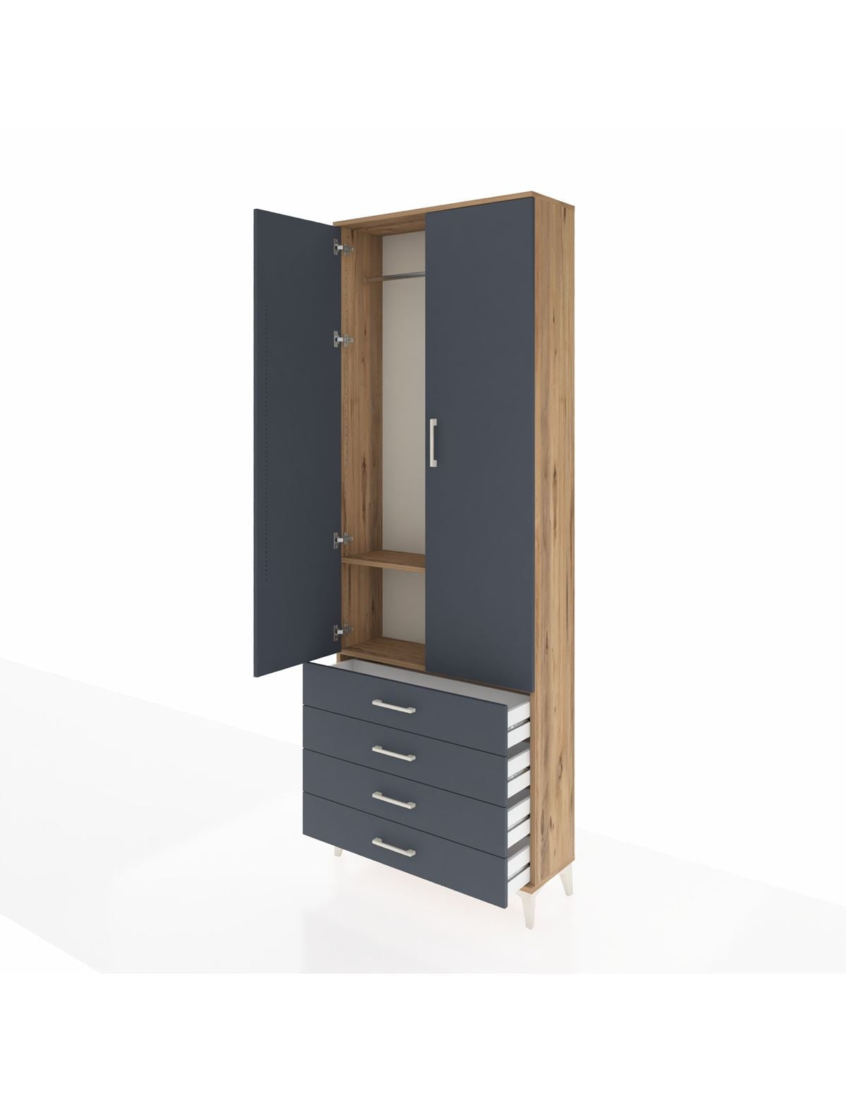 Arges Dolap 2 Raflı 4 Çekmeceli Tek Askılı 88x30x243 - S33M297V8A