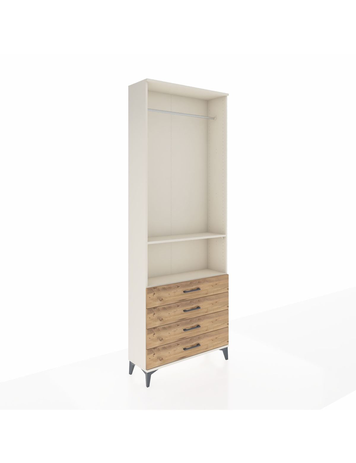 Arges Dolap 2 Raflı 4 Çekmeceli Tek Askılı 88x30x243 Aytaşı-Çam