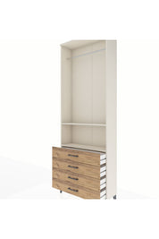 Arges Dolap 2 Raflı 4 Çekmeceli Tek Askılı 88x30x243 Aytaşı-Çam