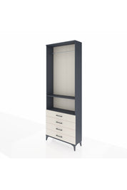 Arges Dolap 2 Raflı 4 Çekmeceli Tek Askılı 88x30x243 Antrasit-Aytaşı