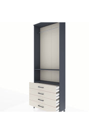 Arges Dolap 2 Raflı 4 Çekmeceli Tek Askılı 88x30x243 Antrasit-Aytaşı