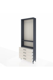Arges Dolap 2 Raflı 4 Çekmeceli Tek Askılı 88x30x243 Antrasit-Aytaşı