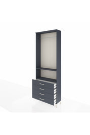 Arges Dolap 2 Raflı 4 Çekmeceli Tek Askılı 88x30x243 Antrasit-Antrasit