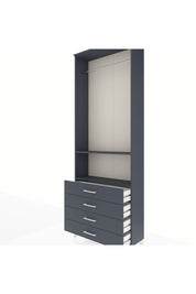 Arges Dolap 2 Raflı 4 Çekmeceli Tek Askılı 88x30x243 Antrasit-Antrasit