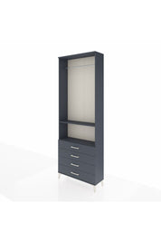 Arges Dolap 2 Raflı 4 Çekmeceli Tek Askılı 88x30x243 Antrasit-Antrasit