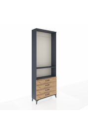 Arges Dolap 2 Raflı 4 Çekmeceli Tek Askılı 88x30x243 Antrasit-Çam