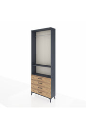 Arges Dolap 2 Raflı 4 Çekmeceli Tek Askılı 88x30x243 Antrasit-Çam