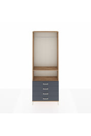 Arges Dolap 2 Raflı 4 Çekmeceli Tek Askılı 88x30x243 Çam-Antrasit