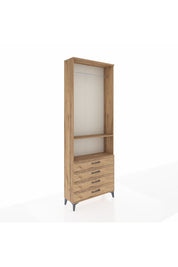 Arges Dolap 2 Raflı 4 Çekmeceli Tek Askılı 88x30x243 Çam-Çam